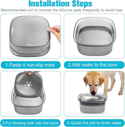 Dog Water Bowl 2L No Spill Dog Bowl Large Capacity Spill Proof Slow Water Feeder No Splash Dog Bowl Pet Water Dispenser Vehicle Carried Travel Slow Drinking Bowl For Messy Drinkers Cats