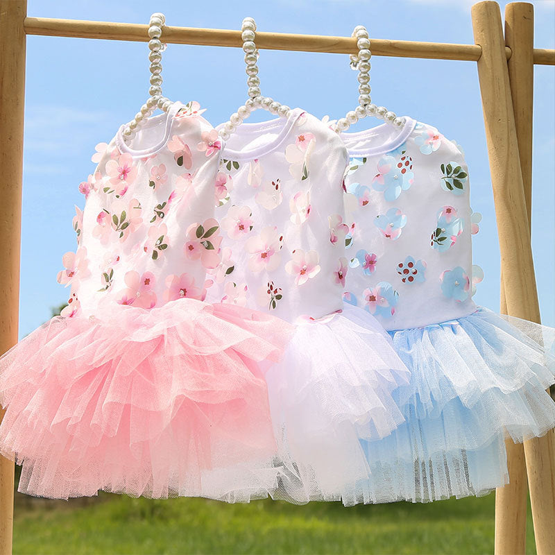 Pet Dog Skirt Pet Supplies Peach Blossom Skirt Cotton