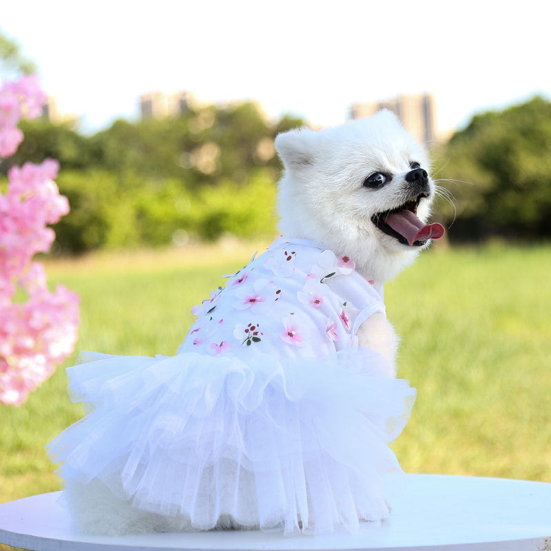 Pet Dog Skirt Pet Supplies Peach Blossom Skirt Cotton