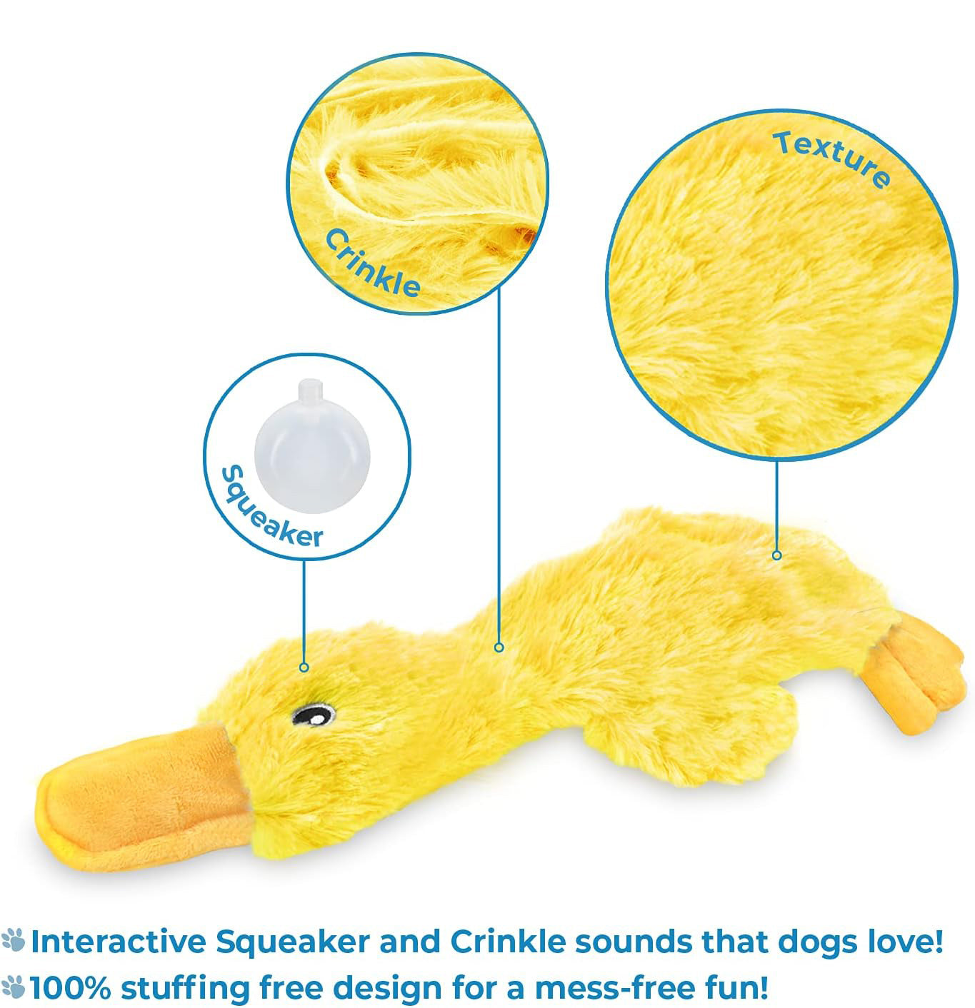 Product Number 39 / Duckie Delight™ - Mess-Free Crinkle Duck Toy for Dogs