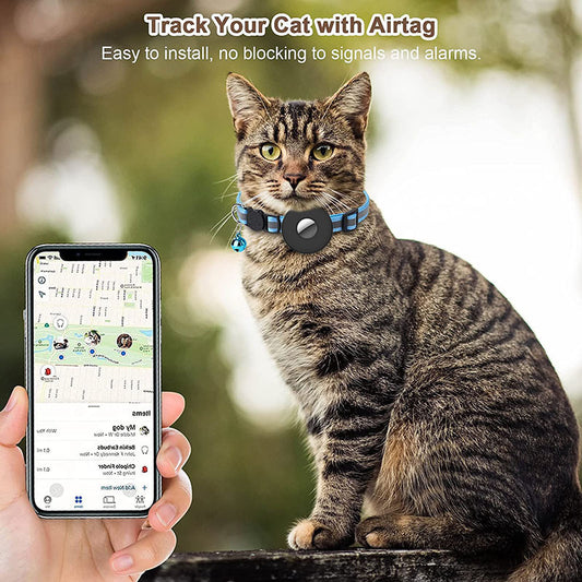 Product Number 24 / Waterproof Airtag Collar with GPS Holder & Bell for Pets