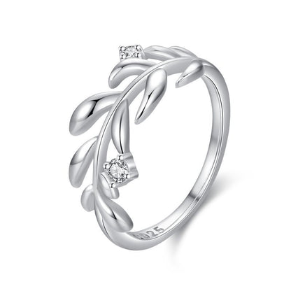 Fashion Micro Diamond Leaf Ring